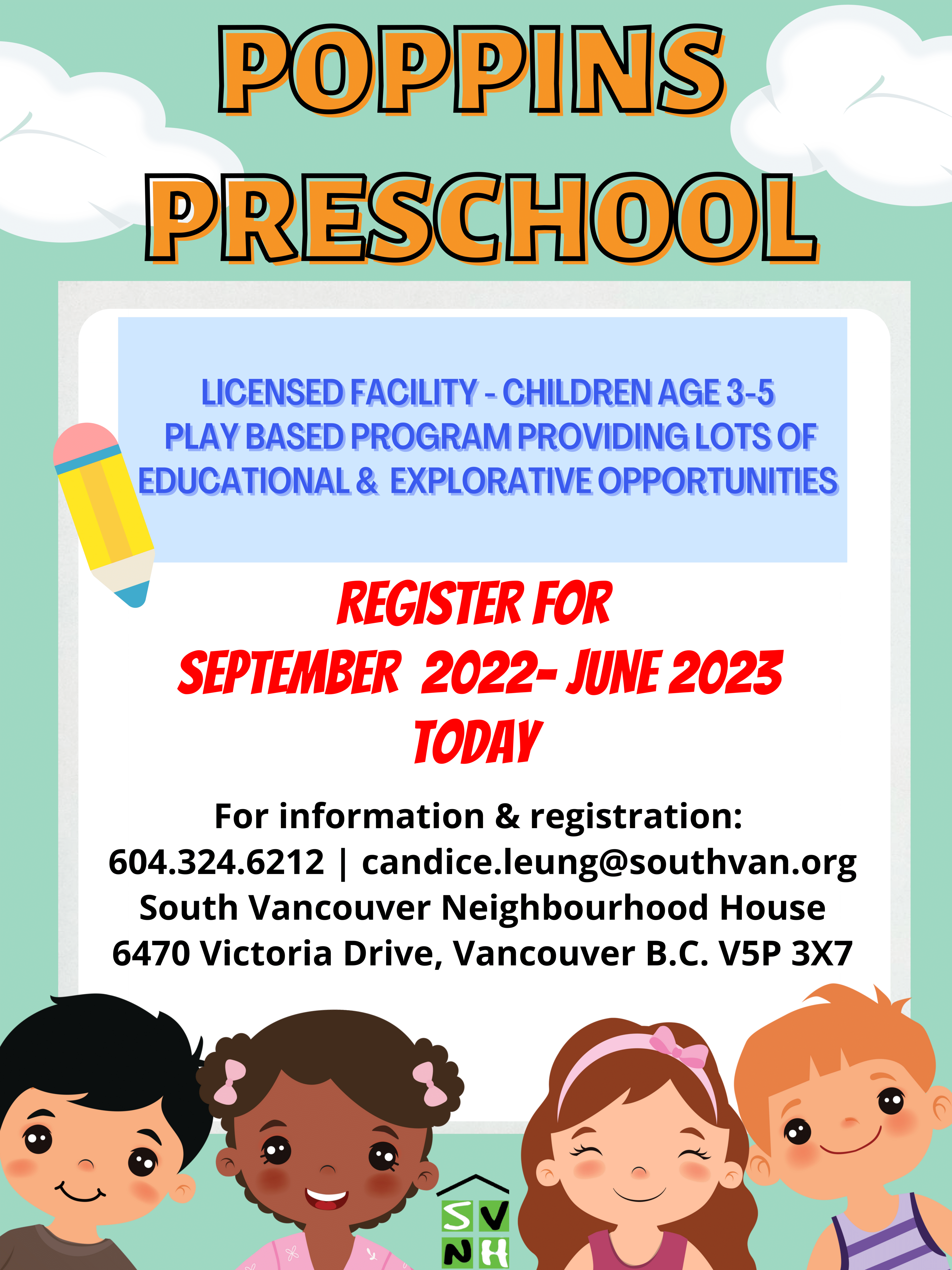 Poppins Preschool 2022-2023 Registration is Open!